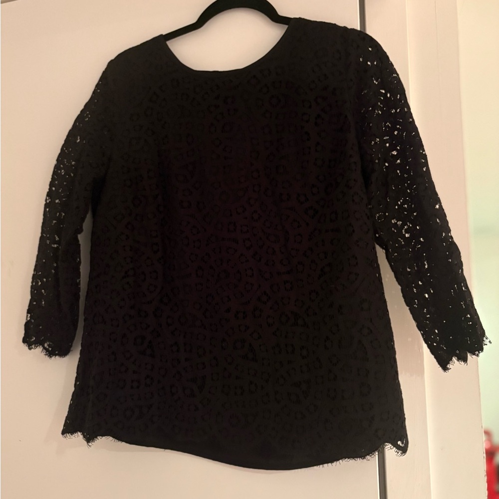 J. Crew Black Lace Blouse